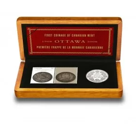 2008 Canada Sterling Silver 50 Cent Coin & Stamp Set - Royal Canadian Mint 100th Anniversary-no outer sleeve
