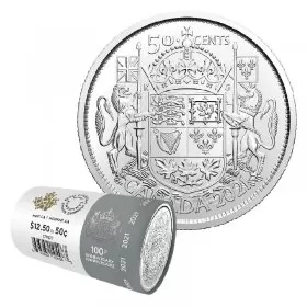 2021 Canadian 50-Cent Coat of Arms 100th Anniv Special Wrap Coin Roll (Limited Edition)
