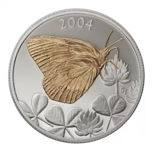 2004 Canadian 50-Cent Clouded Sulphur Butterfly Sterling Silver & Gold-plated Coin 2004 Canadian 50-Cent Clouded Sulphur Butterfly Sterling Silver & Gold-plated Coin