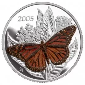 2005 Canadian 50-Cent Monarch Butterfly Sterling Silver Coloured Coin