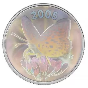 2005 Canadian 50-Cent Great Spangled Fritillary Butterfly Sterling Silver Hologram Coin
