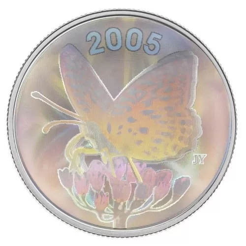 2005 Canadian 50-Cent Great Spangled Fritillary Butterfly Sterling Silver Hologram Coin
