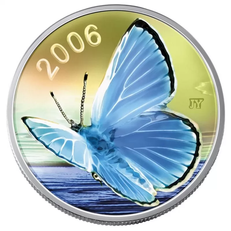 2006 Canadian 50-Cent Silvery Blue Butterfly Sterling Silver