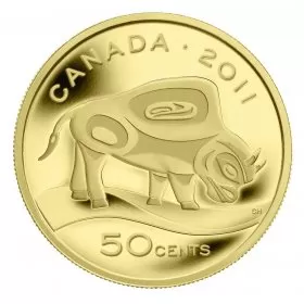 2011 Canadian 50-Cent Wood Bison 1/25 oz Pure Gold Coin