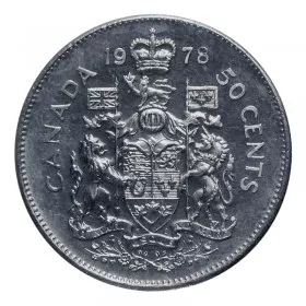 1978 ROUND BEADS Canadian 50-Cent Coat of Arms Half Dollar Coin (AU-UNC)