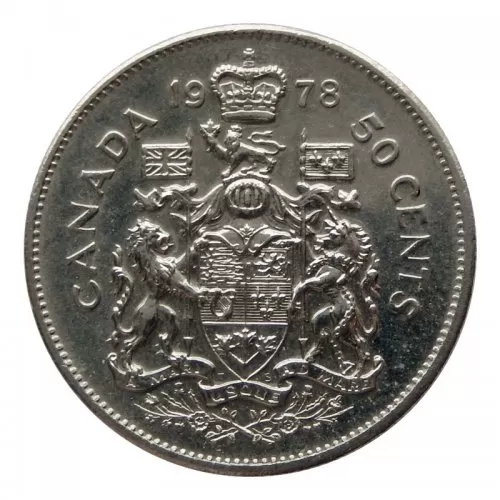 1978 SQUARE JEWELS Canadian 50-Cent Coat of Arms Half Dollar Coin (Uncirculated)