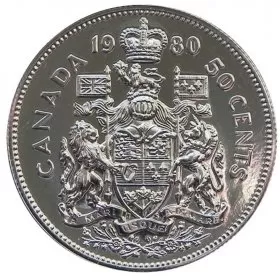 1980 Canadian 50-Cent Coat of Arms Half Dollar Coin (Uncirculated)
