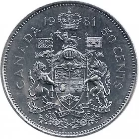 1981 Canadian 50-Cent Coat of Arms Half Dollar Coin (Uncirculated)