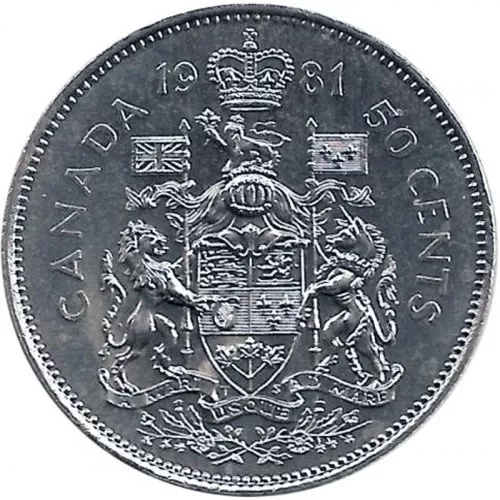 1981 Canadian 50-Cent Coat of Arms Half Dollar Coin (Uncirculated)