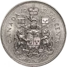 1982 Canadian 50-Cent Coat of Arms Half Dollar Coin (Uncirculated)