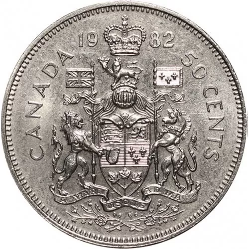 1982 Canadian 50-Cent Coat of Arms Half Dollar Coin (Uncirculated)
