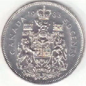 1983 Canadian 50-Cent Coat of Arms Half Dollar Coin (Circulated)