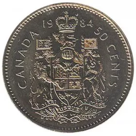 1984 Canadian 50-Cent Coat of Arms Half Dollar Coin (Circulated)