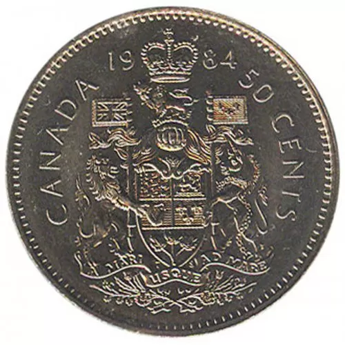 1984 Canadian 50-Cent Coat of Arms Half Dollar Coin (Circulated)