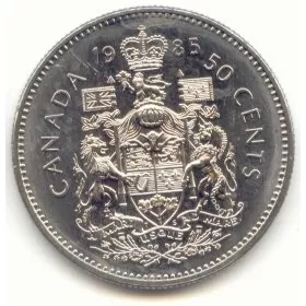 1985 Canadian 50-Cent Coat of Arms Half Dollar Coin (Uncirculated)