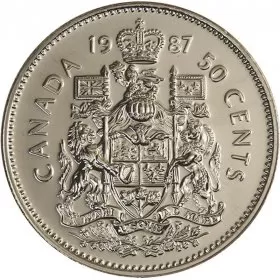 1987 Canadian 50-Cent Coat of Arms Half Dollar Coin (Circulated)