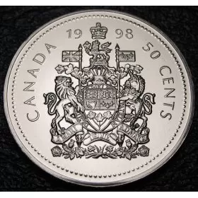 1998-W Canadian 50-Cent Coat of Arms Half Dollar Coin (Proof Like)