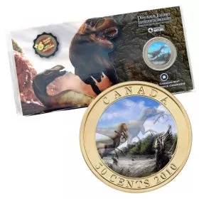 2010 Canadian 50-Cent Dinosaur Exhibit: Sinosauropteryx 3D Lenticular Coloured Coin + 6 Trading Cards