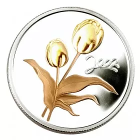 2002 Canadian 50-Cent Golden Tulip Sterling Silver Gold-plated Coin - Box is not 100%