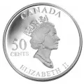 2002 Canadian 50-Cent Golden Tulip Sterling Silver Gold-plated Coin - Box is not 100%