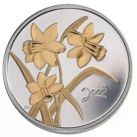 2003 Canadian 50-Cent Golden Daffodil Sterling Silver Gold-plated Coin-case is not 100%