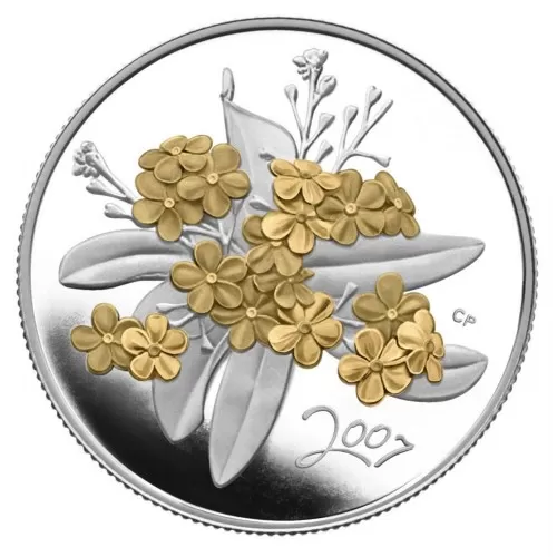 2007 Canadian 50-Cent Golden Forget-Me-Not Sterling Silver Gold-plated Coin