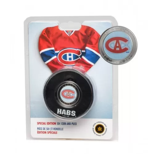 2009 NHL Puck & 50 Cent Coin Set - Montreal Canadiens