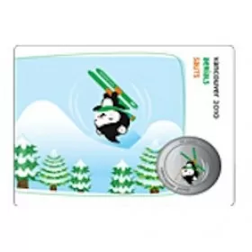 2010 Canada Olympic Mascot 50 Cent Coin Collector Card - Freestyle Skiing
