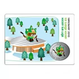 2010 Canada Olympic Mascot 50 Cent Coin Collector Card - Paralympics Sledge Hockey