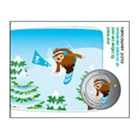 2010 Canada Olympic Mascot 50 Cent Coin Collector Card - Snowboard Slalom