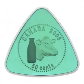 2008 Canadian 50-Cent Milk Delivery Sterling Silver Irregular-shaped Triangle Coin-no outside box
