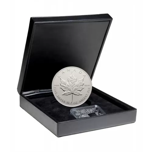 1998 Canadian $50 Silver Maple Leaf 10th Anniv 10 oz Fine Silver Coin & Sterling Certificate
