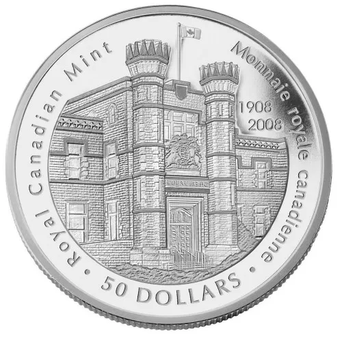 2008 (1908-) Canadian $50 100th Anniversary of the Royal Canadian Mint 5 oz Fine Silver Coin