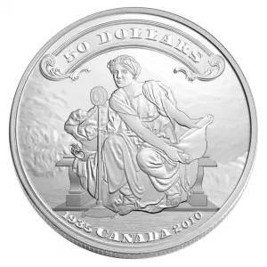 2010 (1935-) Canada $50 First Bank Notes Issued by the Bank of Canada 75th Anniversary 5 oz Fine Silver Coin 2010 (1935-) Canada $50 First Bank Notes Issued by the Bank of Canada 75th Anniversary 5 oz Fine Silver Coin