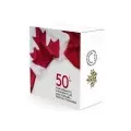 2015 Canadian $50 50th Anniversary of the Canadian Flag - 1.5 oz Fine Silver Coloured Rectangular Coin