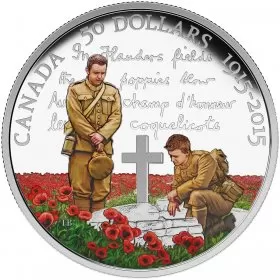 2015 Canadian $50 100th Anniversary of In Flanders Fields - 5 oz Fine Silver Coloured Coin