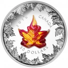 2016 Canadian $50 Murano Maple Leaf: Autumn Radiance - 5 oz Fine Silver Coin
