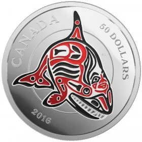 2016 Canadian $50 Mythical Realms of the Haida Series: The Orca - 5 oz Fine Silver Coin