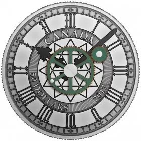 2017 Canadian $50 Peace Tower Clock, 90th Anniversary - 5 oz Fine Silver Coin