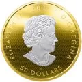 2017 Canadian $50 Whispering Maple Leaves - 3 oz Fine Silver & Reverse Gold-plated Coin