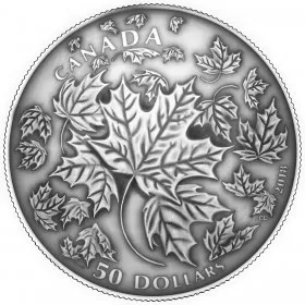 2018 Canadian $50 Maple Leaves in Motion - 5 oz Fine Silver Convex Coin