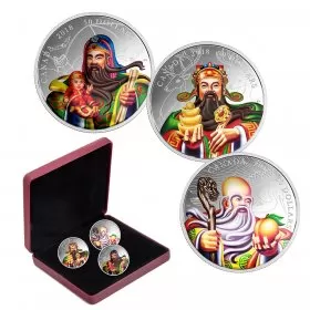 2018 Canadian $50 The San Xing Gods: Fu, Lu, Shou - 5 oz Fine Silver 3-Coin Set