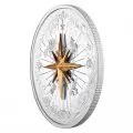 2019 Canadian $50 Rose of the Winds 5 oz Fine Silver & 3D Compass Coin