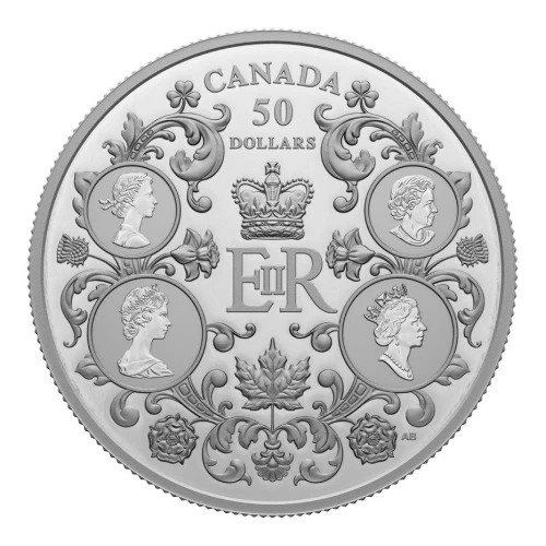 2022 Canadian $50 Queen Elizabeth II’s Reign - 5 oz Fine Silver Coin
