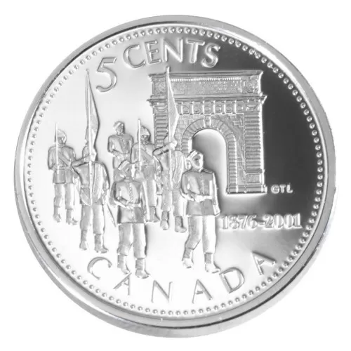 2001 Canada Sterling Silver 5 Cent Coin - Royal Military College of Canada