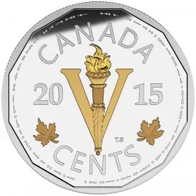 2015 Canadian 5-Cent Legacy of the Canadian Nickel: The Victory Coin - 1 oz Fine Silver & Gold-plated Coin