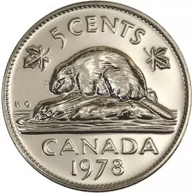 1978 Canadian 5-Cent Beaver Nickel Coin (Brilliant Uncirculated)