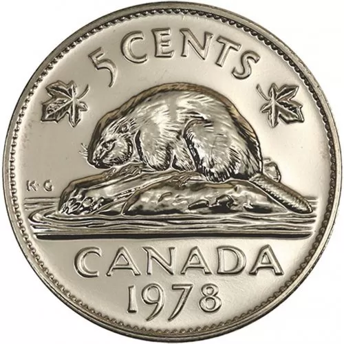 1978 Canadian 5-Cent Beaver Nickel Coin (Brilliant Uncirculated)