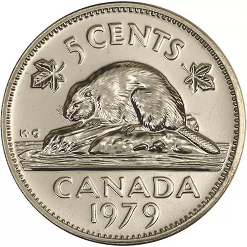 1979 Canadian 5-Cent Beaver Nickel Coin (Brilliant Uncirculated)