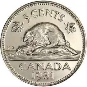 1981 Canadian 5-Cent Beaver Nickel Coin (Brilliant Uncirculated)